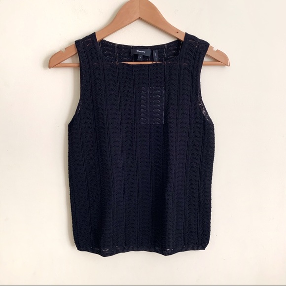 NWT Theory Crochet Shell Black Tank Small - Picture 3 of 9